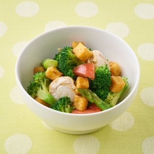 ホタテと焼き厚揚げの温野菜サラダ　 プチ絹厚揚げ Ver.