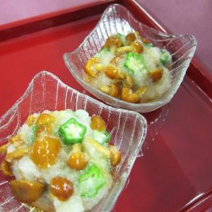 なめことオクラのねばねばおろしポン酢