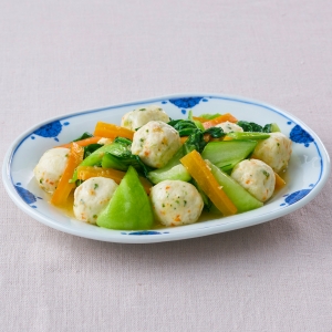 やわらかつみれ野菜とチンゲンサイの塩中華炒め