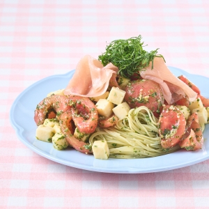 トマトと豆腐の大葉ジェノベーゼパスタ